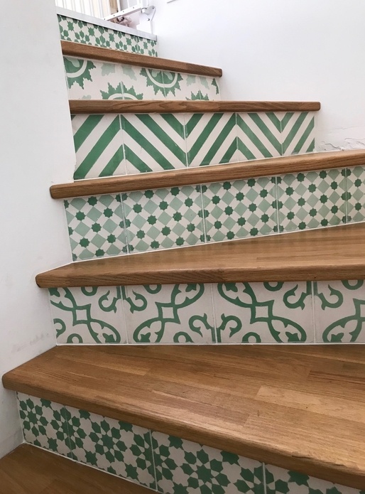 Escalier habillage bois & carrelage