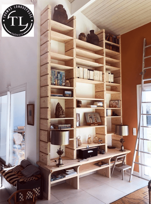 Bibliothèque en acajou des Landes