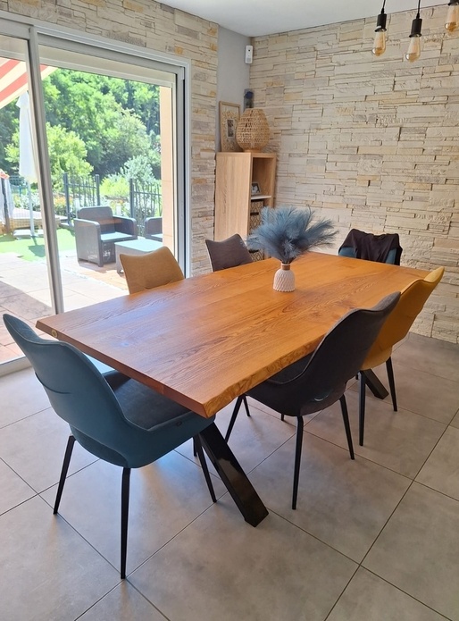 Table frêne et metal