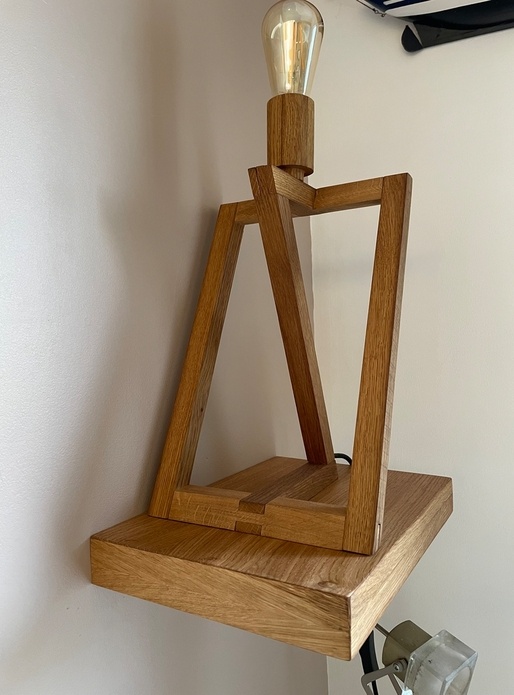 Lampe en chêne façon Samuel Mamias et son support