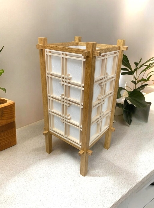 Lampe japonaise style shoji, structure chêne