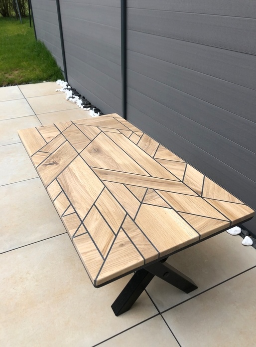 Table basse joints type pont de bateau