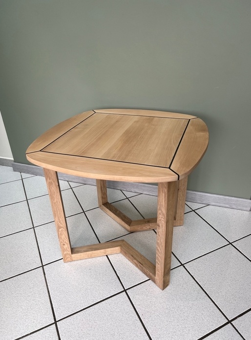 Table d'appoint bouleau, chêne et joints pont de bateau