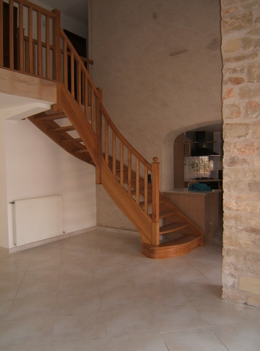 Escalier quart tournant en chêne