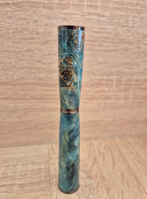 Stylo bois roller panache en bois de peuplier stabilisé bleu