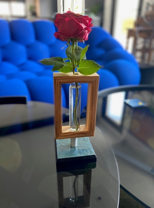 Soliflore bois et verre