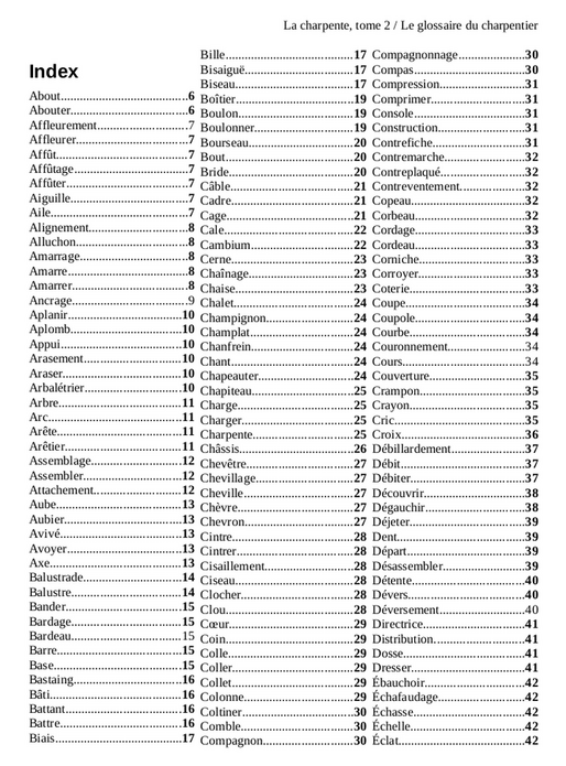 La charpente, tome 2 / Le glossaire du charpentier
