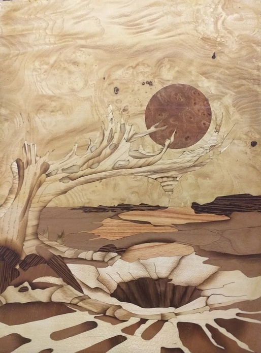 Marqueterie inspirant de l artiste Bernard Jan vernis