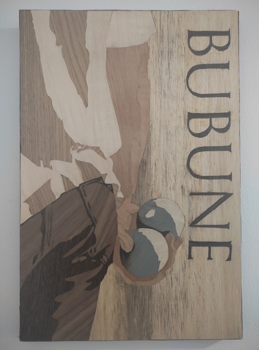 Marqueterie - Fan de pétanque - 41cm x27cm