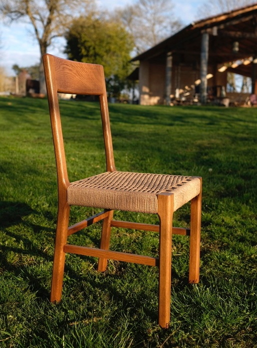 Chaises en chêne et assise en corde danoise