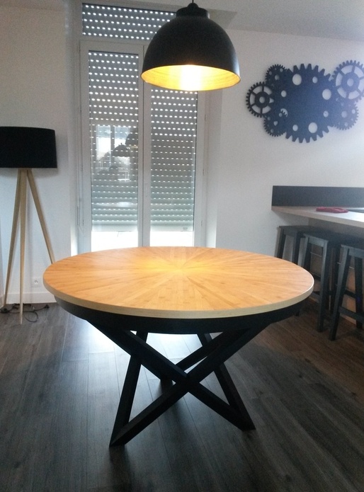 Table ronde bambou extensible