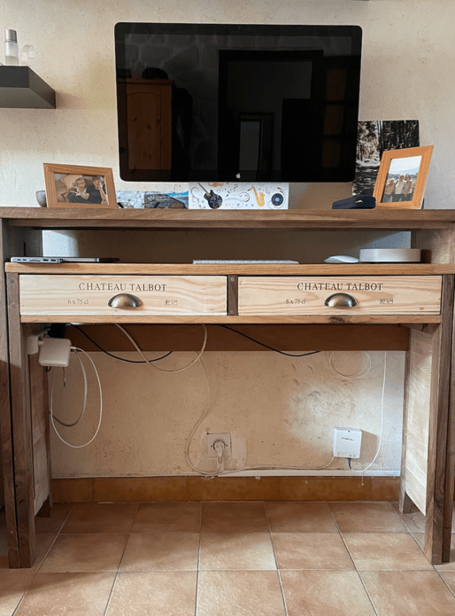 Bureau gigogne en chêne et noyer