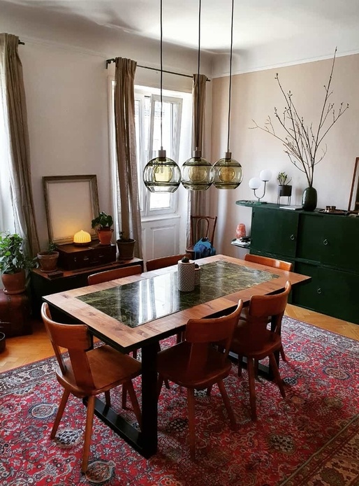 Table salle à manger - Sapin Huilé & Marbre