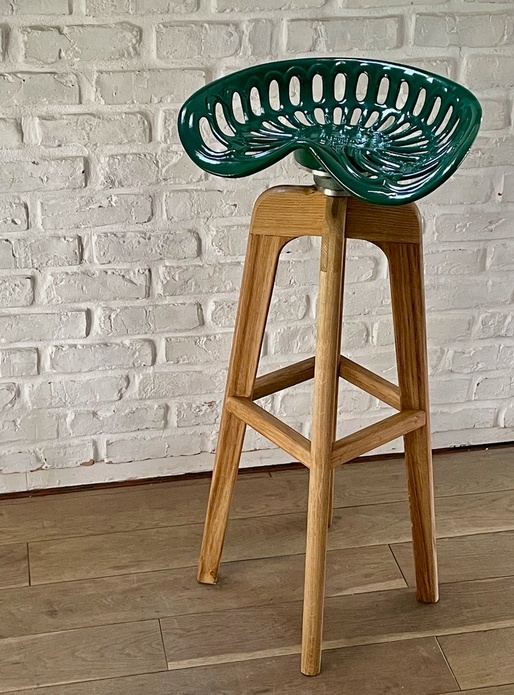 Tabouret de bar en chêne avec assise tracteur