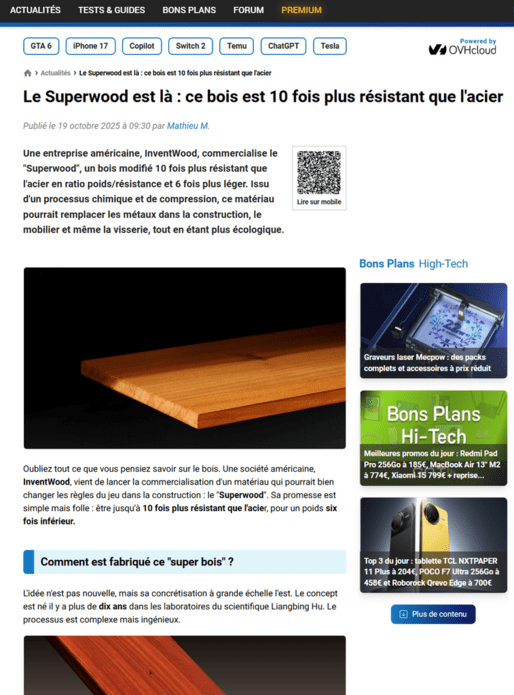 Le Superwood est là : ce bois est 10 fois plus résistant que l'acier