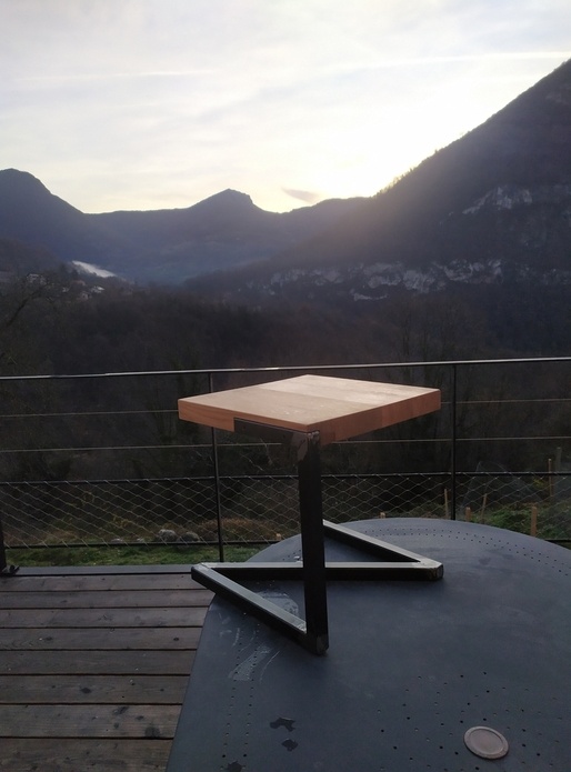 Table de chevet bois metal