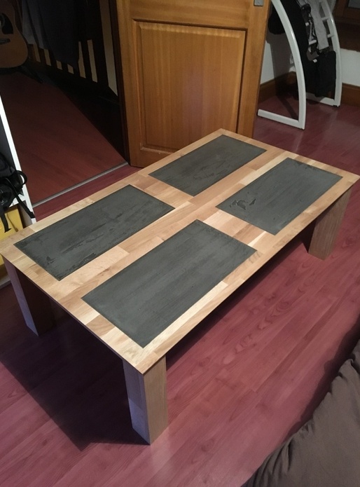 Table basse chêne et béton ciré