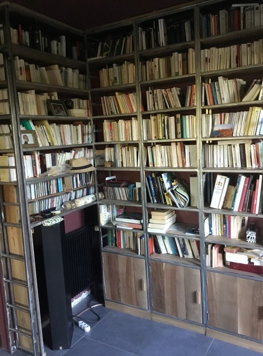 Bibliothèque acier noyer