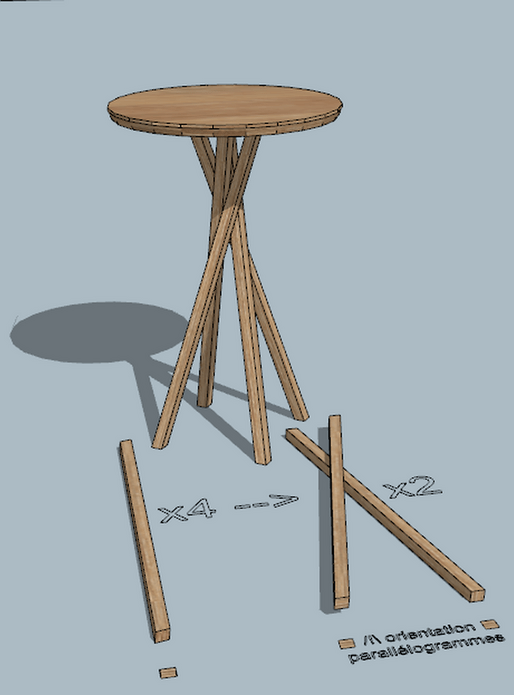 Table d'appoint à pieds croisés style Buenos Aires mais simplifié