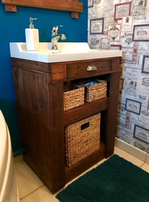 Meuble vasque en bois de palettes