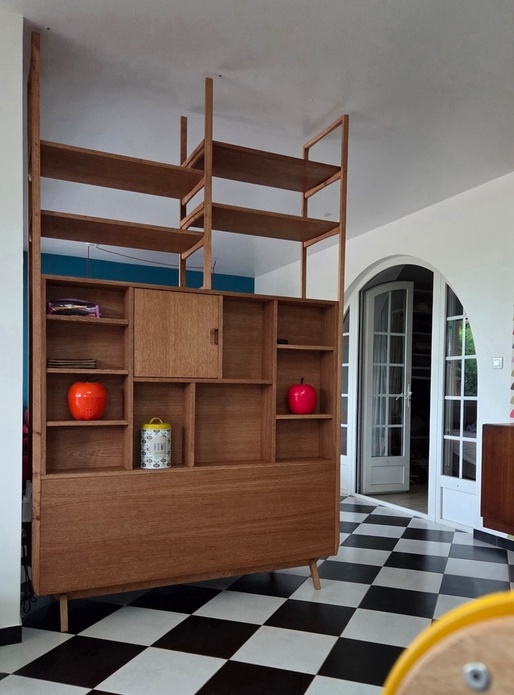 Meuble TV/biblio inspiré "mid-century"