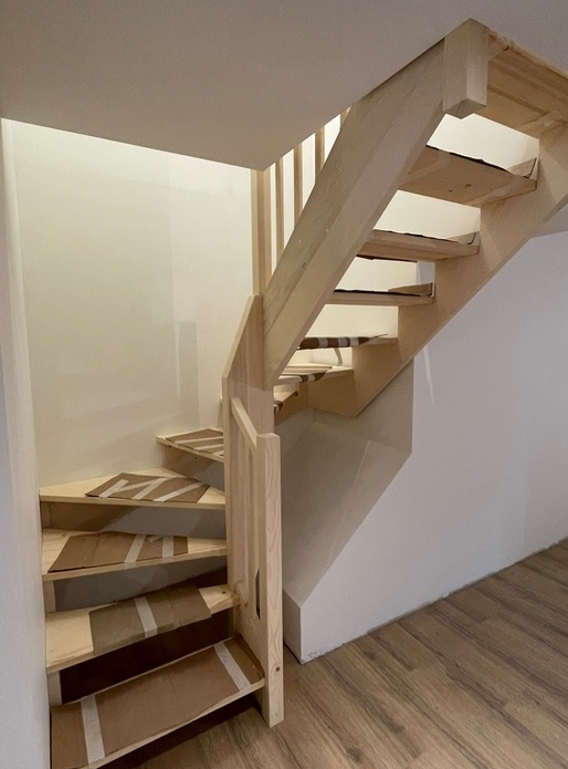 Escalier double quart tournant