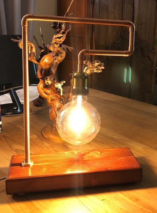 Lampe Cuivre Bois