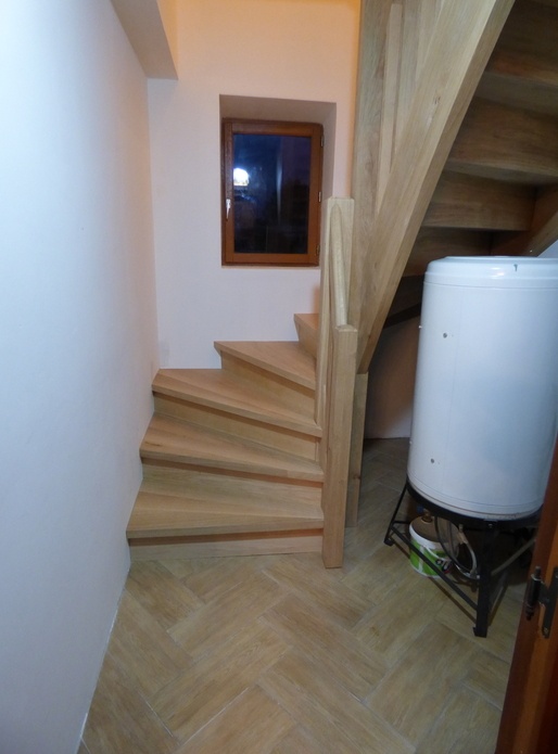 Escalier double quart tournant en chêne