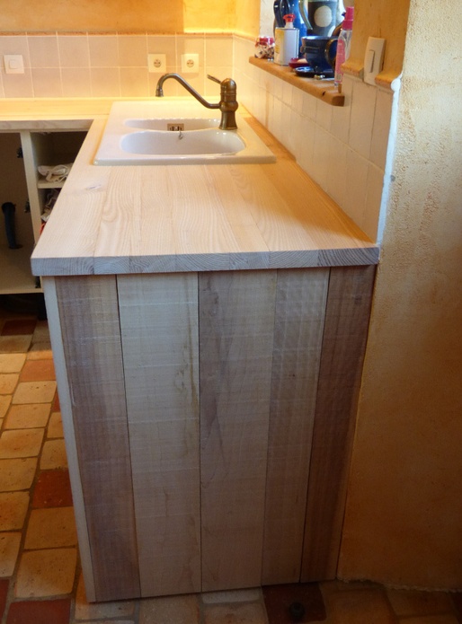 Plan de travail frêne et habillage peuplier