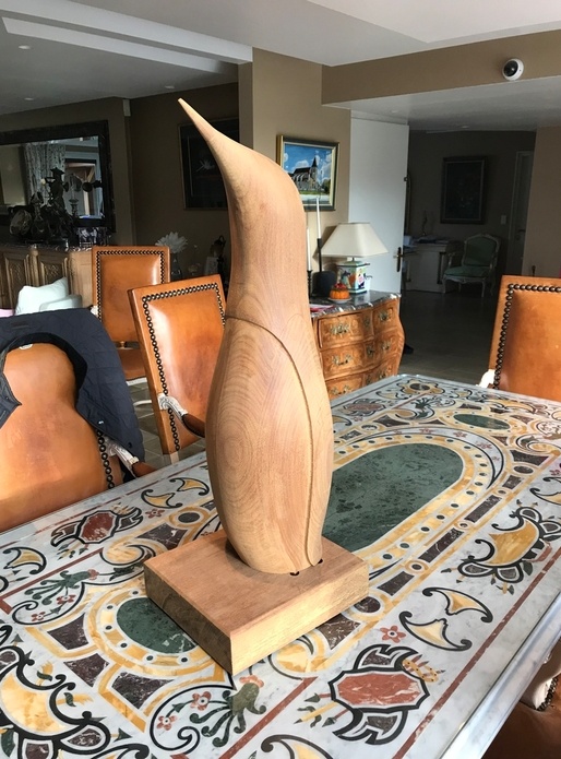 Sculpture pingouin 85 cm usinee sur ma commande numérique maison.