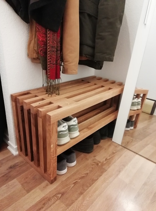 Meuble à chaussures / assise en chêne