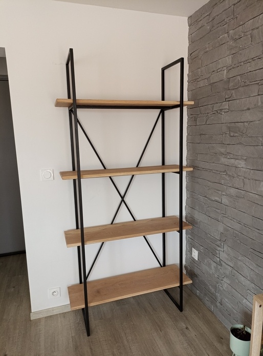 Bibliothèque acier/chêne