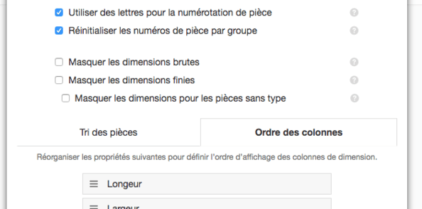 OpenCutList 1.2.3 : Ordre de colonnes de dimension