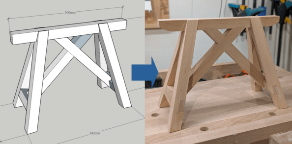 Tréteau de charpentier ou cadet (maquette)