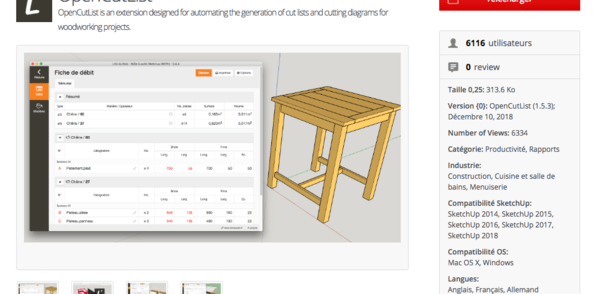 6116 utilisateurs d'OpenCutList, c'est beau !