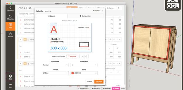 OpenCutList 2.0.0 : Imprimer des Etiquettes et des Rapports