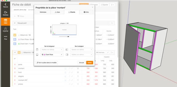 OpenCutList 1.8.0 : Les bandes de chants et plus encore...