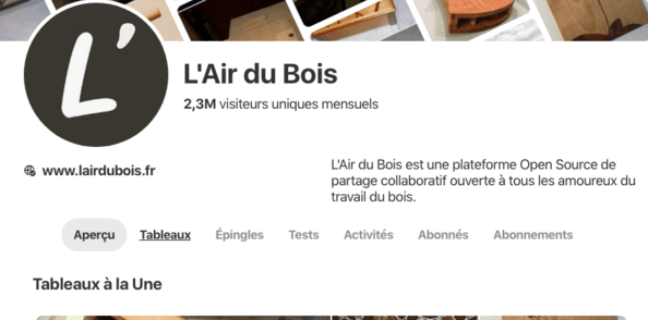 Quelques statistiques de L'Air du Bois sur Pinterest