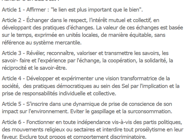 Charte typique d'un SEL