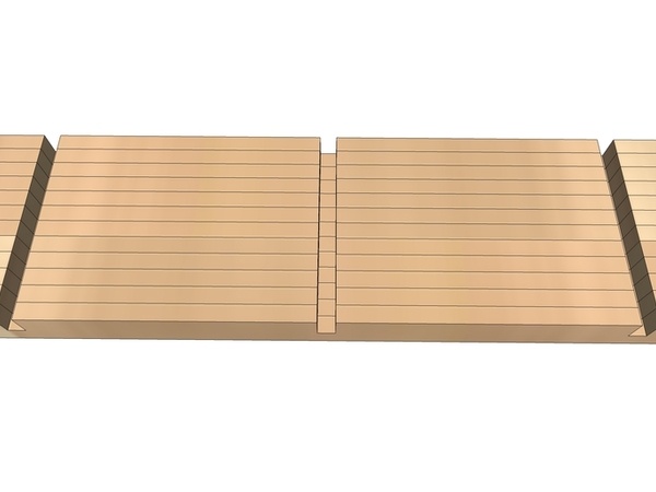 Bandelettes d'un même panneau alignées sur leurs centres