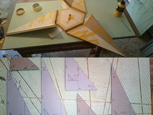 Collage au dessus. Les gabarits d'angle en dessous.