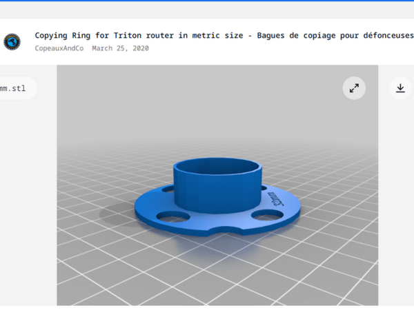 Copying Ring for Triton router in metric size - Bagues de copiage pour défonceuses