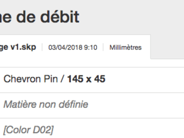 Affichage de l'unité du modèle dans l'en-tête de la fiche de débit