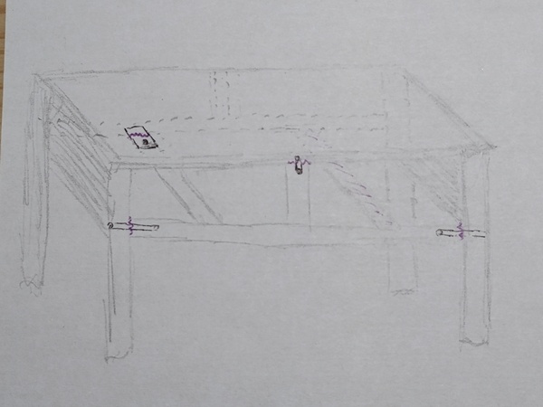 En violet la casse ou les manques, en noir les réparations