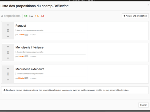 Exemple de liste de propositions