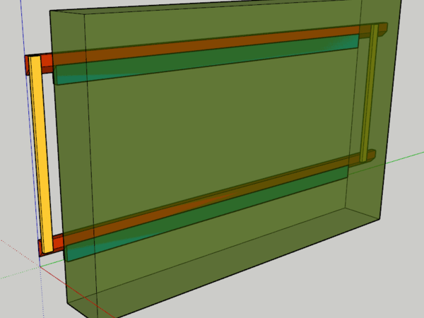 Le bloc vert représente la largeur tu futur secrétaire