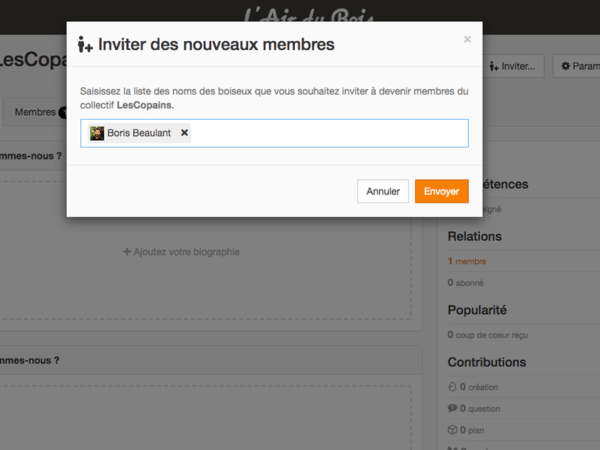 Inviter des boiseux à rejoindre un collectif