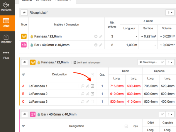 OpenCutList - Sélection multiple