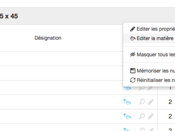 Editer une matière depuis un groupe