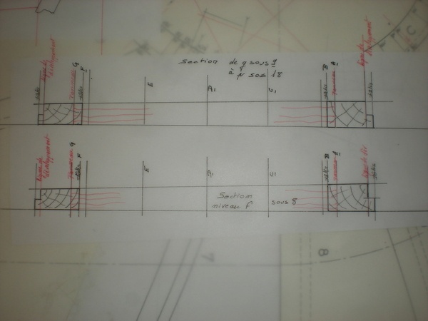 Coupes en largeur du plafond , utiles pour le traçage de la projection.